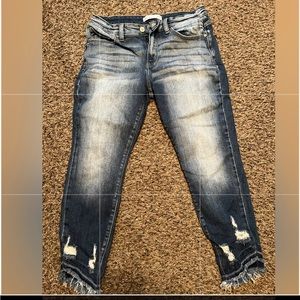 Kancan jeans with cute fringed ankles.